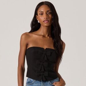 Astr The Label Strapless Bow Bustier Top